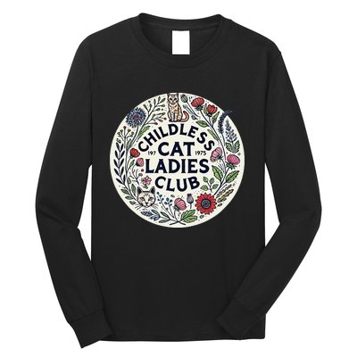 Childless Cat Ladies Club Illustration Cat Person Artwork Long Sleeve Shirt