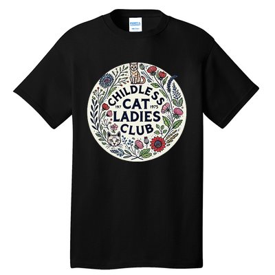 Childless Cat Ladies Club Illustration Cat Person Artwork Tall T-Shirt