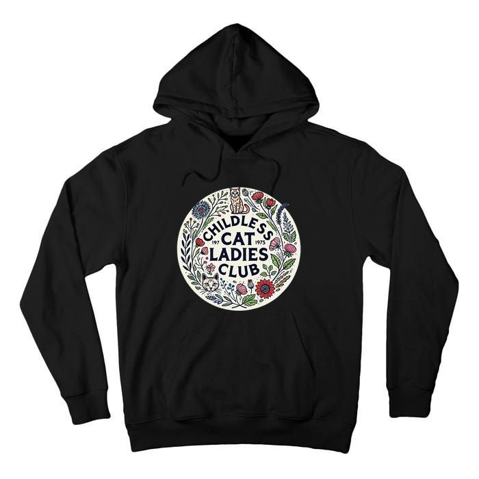 Childless Cat Ladies Club Illustration Cat Person Artwork Tall Hoodie