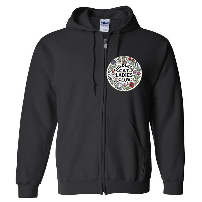 Childless Cat Ladies Club Illustration Cat Person Artwork Full Zip Hoodie