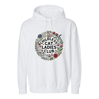 Childless Cat Ladies Club Illustration Cat Person Artwork Garment-Dyed Fleece Hoodie