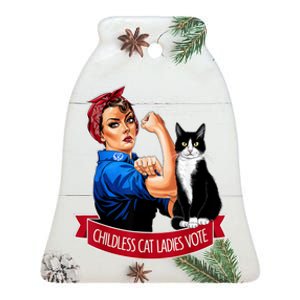 Childless Cat Ladies Vote Rosie The Riveter Ceramic Bell Ornament