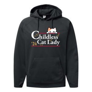 Childless Cat Lady For President Performance Fleece Hoodie