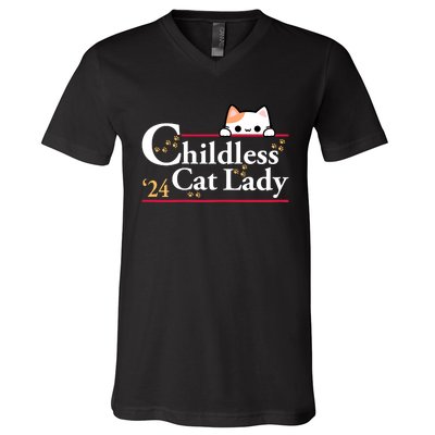 Childless Cat Lady For President V-Neck T-Shirt