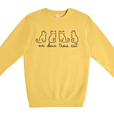 Cute Cat Lover Un Deux Trois Premium Crewneck Sweatshirt