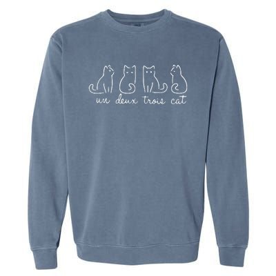 Cute Cat Lover Un Deux Trois Garment-Dyed Sweatshirt