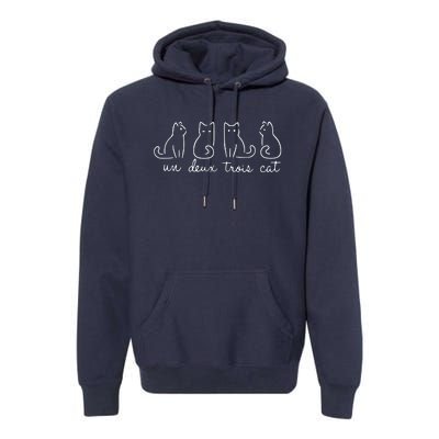 Cute Cat Lover Un Deux Trois Premium Hoodie