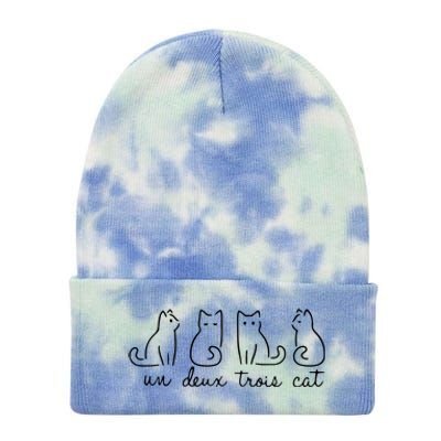 Cute Cat Lover Un Deux Trois Tie Dye 12in Knit Beanie