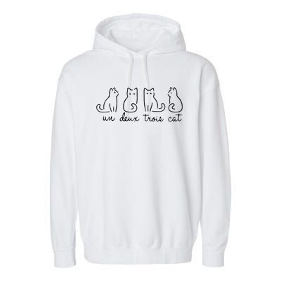 Cute Cat Lover Un Deux Trois Garment-Dyed Fleece Hoodie