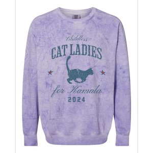 Childless Cat Ladies For Kamala 2024 Harris 47 Election 2024 Colorblast Crewneck Sweatshirt