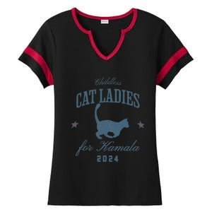 Childless Cat Ladies For Kamala 2024 Harris 47 Election 2024 Ladies Halftime Notch Neck Tee