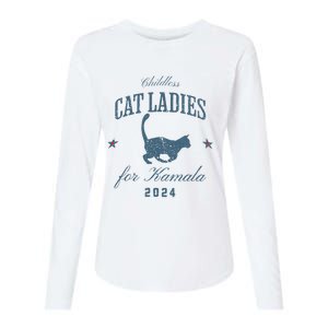 Childless Cat Ladies For Kamala 2024 Harris 47 Election 2024 Womens Cotton Relaxed Long Sleeve T-Shirt