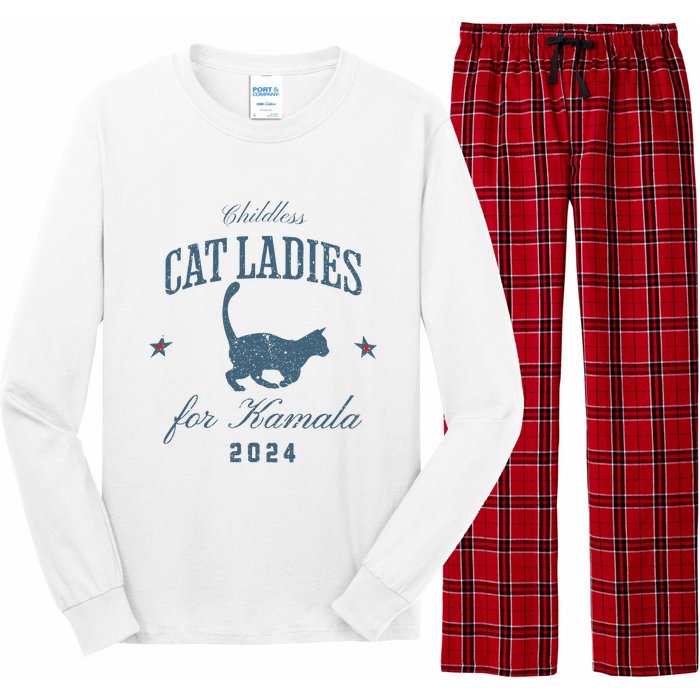 Childless Cat Ladies For Kamala 2024 Harris 47 Election 2024 Long Sleeve Pajama Set