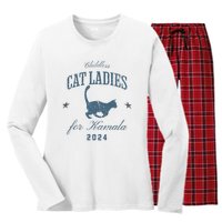 Childless Cat Ladies For Kamala 2024 Harris 47 Election 2024 Women's Long Sleeve Flannel Pajama Set 