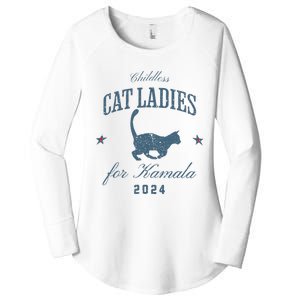 Childless Cat Ladies For Kamala 2024 Harris 47 Election 2024 Women's Perfect Tri Tunic Long Sleeve Shirt