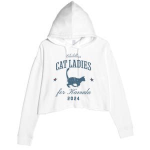 Childless Cat Ladies For Kamala 2024 Harris 47 Election 2024 Crop Fleece Hoodie