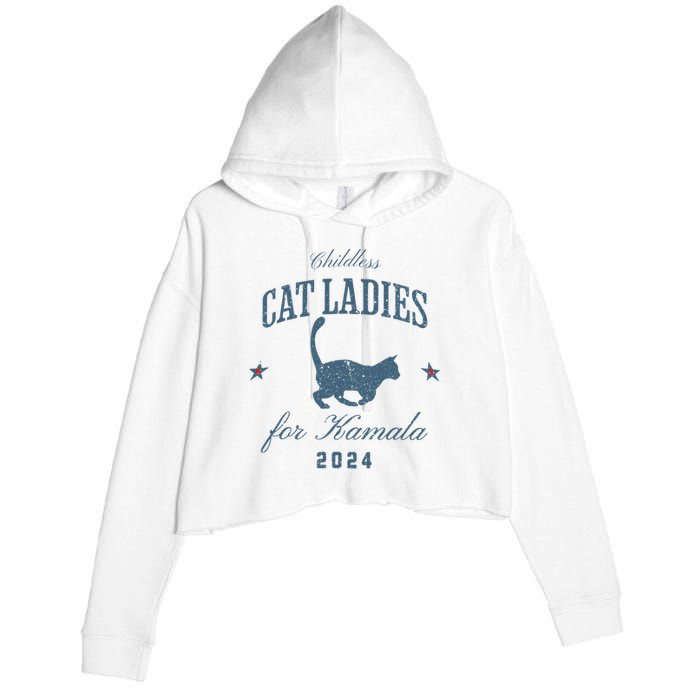 Childless Cat Ladies For Kamala 2024 Harris 47 Election 2024 Crop Fleece Hoodie