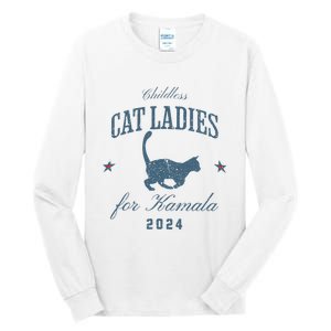 Childless Cat Ladies For Kamala 2024 Harris 47 Election 2024 Tall Long Sleeve T-Shirt