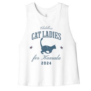 Childless Cat Ladies For Kamala 2024 Harris 47 Election 2024 Women's Racerback Cropped Tank