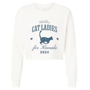 Childless Cat Ladies For Kamala 2024 Harris 47 Election 2024 Cropped Pullover Crew