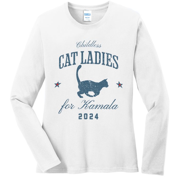 Childless Cat Ladies For Kamala 2024 Harris 47 Election 2024 Ladies Long Sleeve Shirt