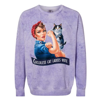 Childless Cat Ladies Vote Rosie The Riveter Colorblast Crewneck Sweatshirt