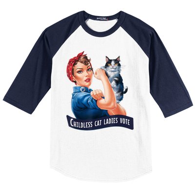 Childless Cat Ladies Vote Rosie The Riveter Baseball Sleeve Shirt