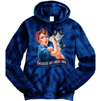 Childless Cat Ladies Vote Rosie The Riveter Tie Dye Hoodie