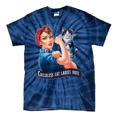 Childless Cat Ladies Vote Rosie The Riveter Tie-Dye T-Shirt