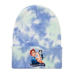 Childless Cat Ladies Vote Rosie The Riveter Tie Dye 12in Knit Beanie