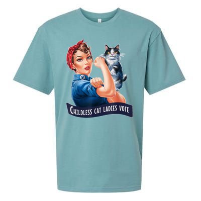 Childless Cat Ladies Vote Rosie The Riveter Sueded Cloud Jersey T-Shirt