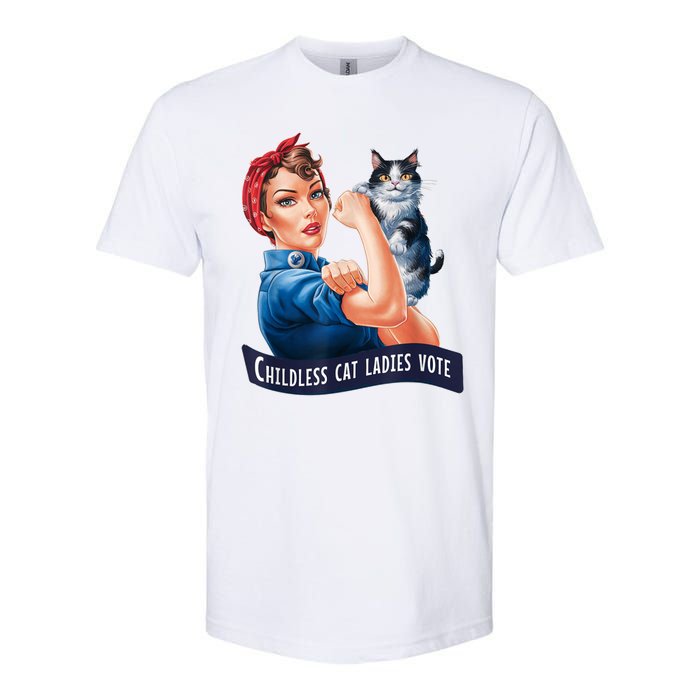 Childless Cat Ladies Vote Rosie The Riveter Softstyle CVC T-Shirt