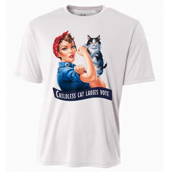 Childless Cat Ladies Vote Rosie The Riveter Cooling Performance Crew T-Shirt