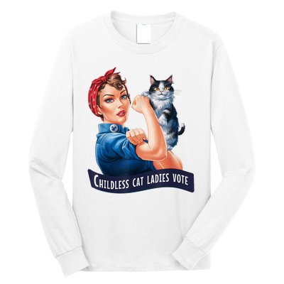 Childless Cat Ladies Vote Rosie The Riveter Long Sleeve Shirt