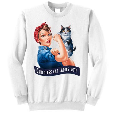 Childless Cat Ladies Vote Rosie The Riveter Sweatshirt