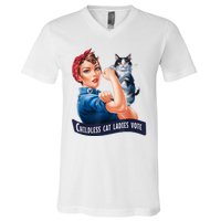 Childless Cat Ladies Vote Rosie The Riveter V-Neck T-Shirt