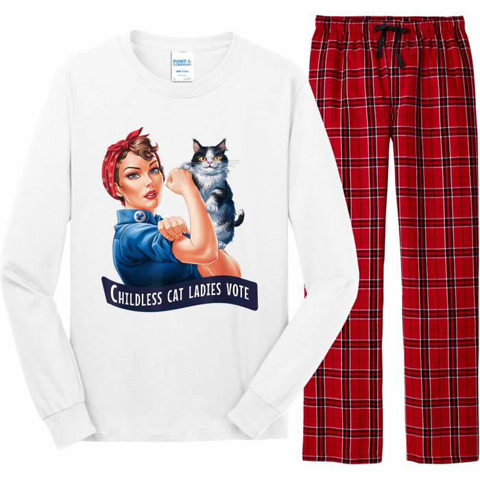 Childless Cat Ladies Vote Rosie The Riveter Long Sleeve Pajama Set