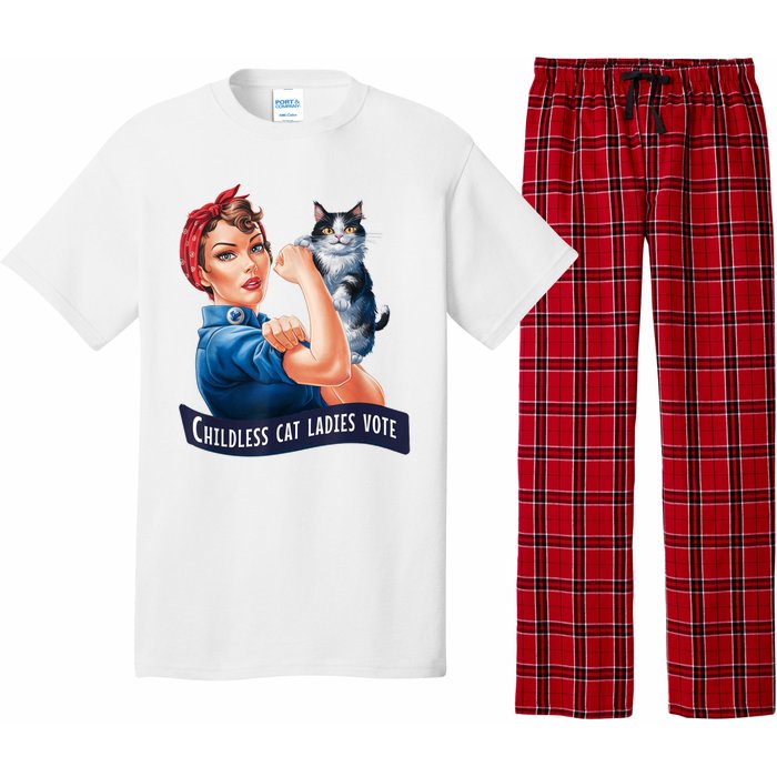 Childless Cat Ladies Vote Rosie The Riveter Pajama Set