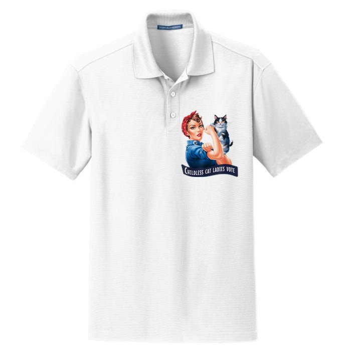 Childless Cat Ladies Vote Rosie The Riveter Dry Zone Grid Polo