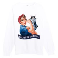 Childless Cat Ladies Vote Rosie The Riveter Premium Crewneck Sweatshirt