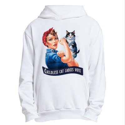 Childless Cat Ladies Vote Rosie The Riveter Urban Pullover Hoodie