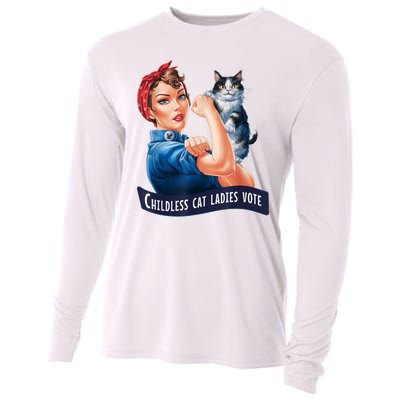 Childless Cat Ladies Vote Rosie The Riveter Cooling Performance Long Sleeve Crew