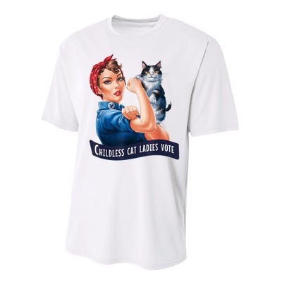 Childless Cat Ladies Vote Rosie The Riveter Performance Sprint T-Shirt