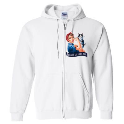 Childless Cat Ladies Vote Rosie The Riveter Full Zip Hoodie