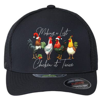 Christmas Chicken Lover Xmas Santa Hat Light Funny Farm  Flexfit Unipanel Trucker Cap