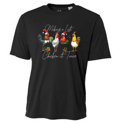 Christmas Chicken Lover Xmas Santa Hat Light Funny Farm  Cooling Performance Crew T-Shirt