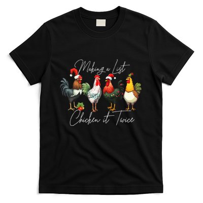 Christmas Chicken Lover Xmas Santa Hat Light Funny Farm  T-Shirt