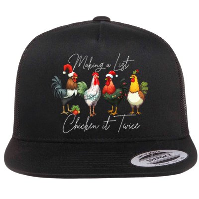 Christmas Chicken Lover Xmas Santa Hat Light Funny Farm  Flat Bill Trucker Hat