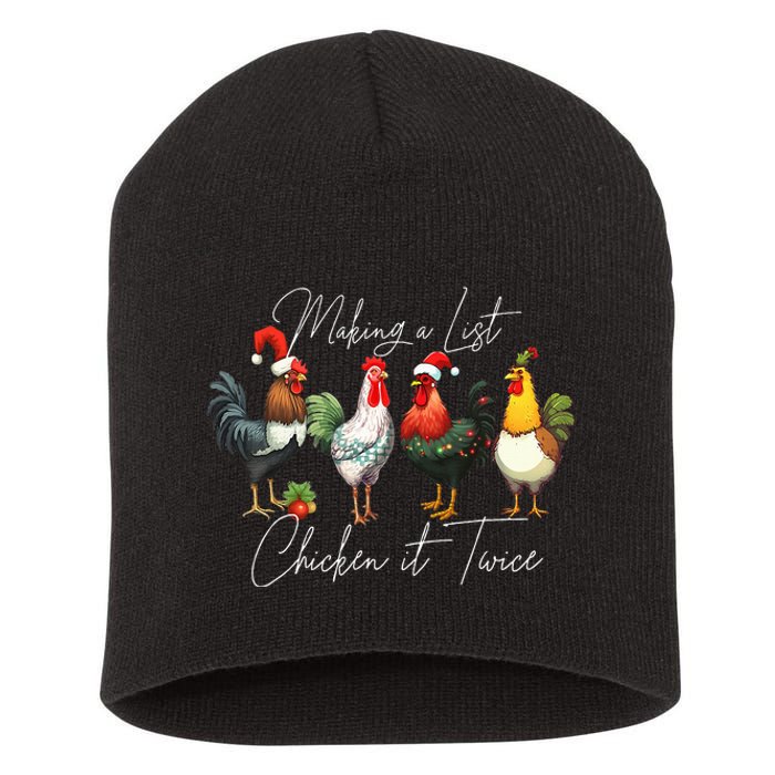 Christmas Chicken Lover Xmas Santa Hat Light Funny Farm  Short Acrylic Beanie