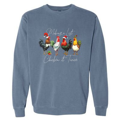 Christmas Chicken Lover Xmas Santa Hat Light Funny Farm  Garment-Dyed Sweatshirt